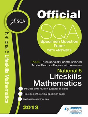 cover image of SQA Specimen Paper 2013 National 5 Lifeskills Mathematics and Model Papers